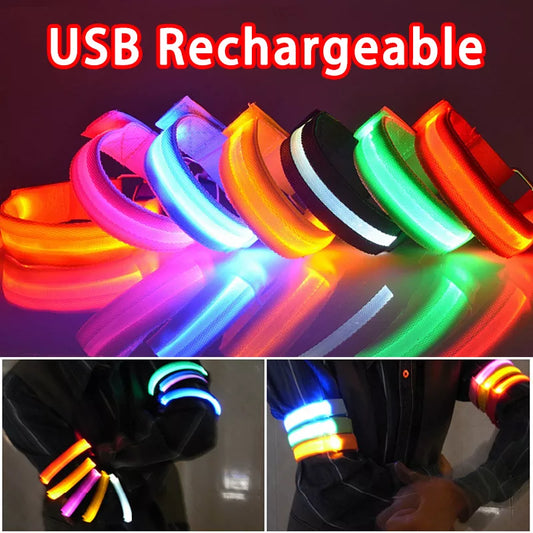 GuardGlow NightRide: LED Outdoor Sports Armband with USB Rechargeable Light