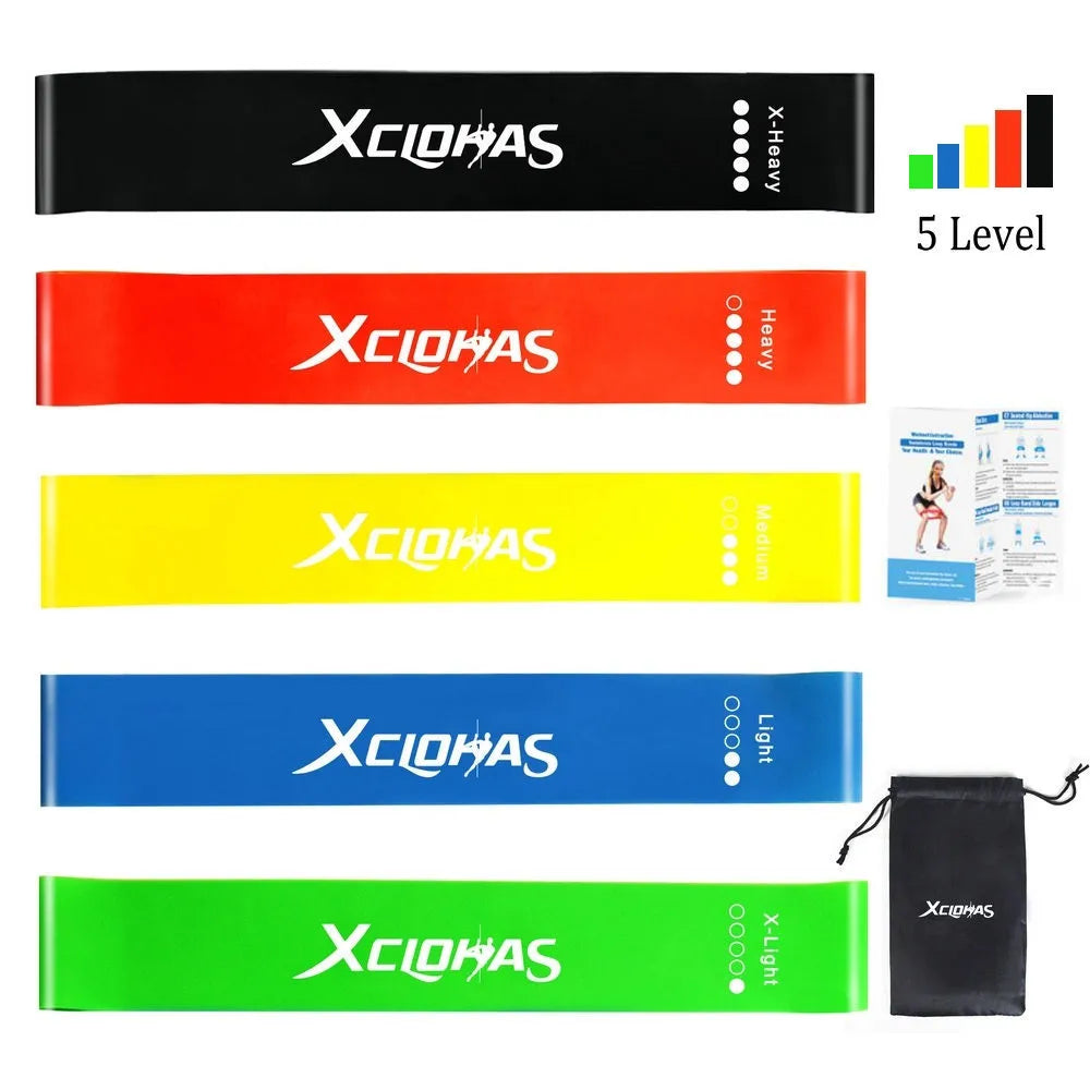 XCLOHAS Resistance Bands Exercise Gym Expander 5 Level Rubber Bands-Individual Bands