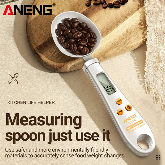 CulinareTech DuoMeasure: 2-in-1 Electronic Spoon Scale with LCD Display and Food Thermometer