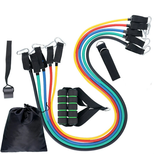 Complete 11-Piece Resistance Bands Set for Yoga, Exercise, and Fitness
