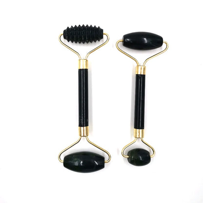EternalGlow Obsidian Beauty Set: Jade Roller Massager, Gouache Scraper, and Lifting Massagers for Face and Body Care